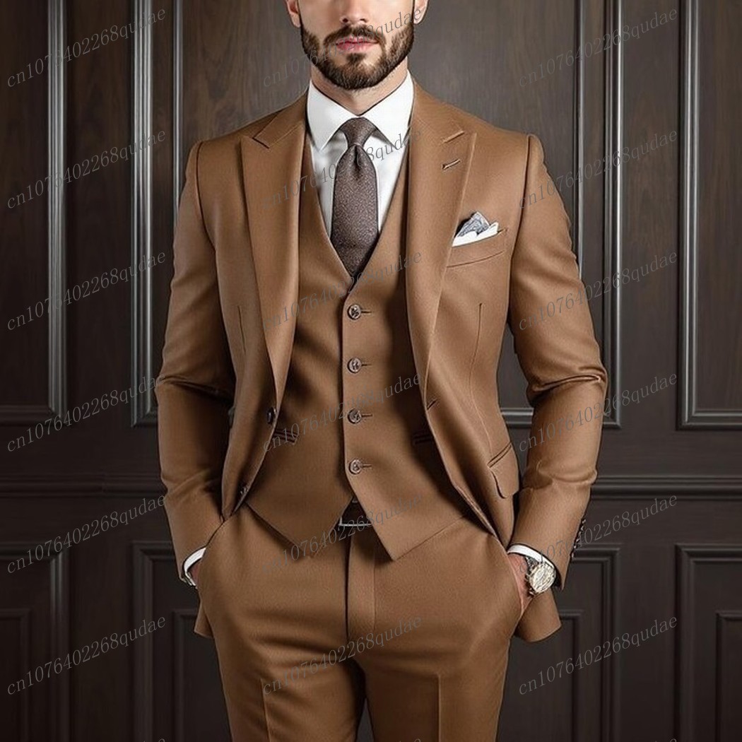 Men Formal Wear Brown - Brown Formal Occasion Men Suit Wedding