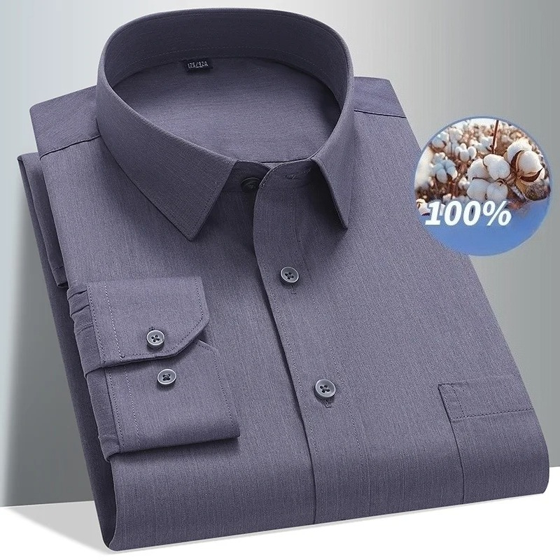 Men Formal Wear Black And White - 8XL 100 Cotton Long Sleeve Shirt