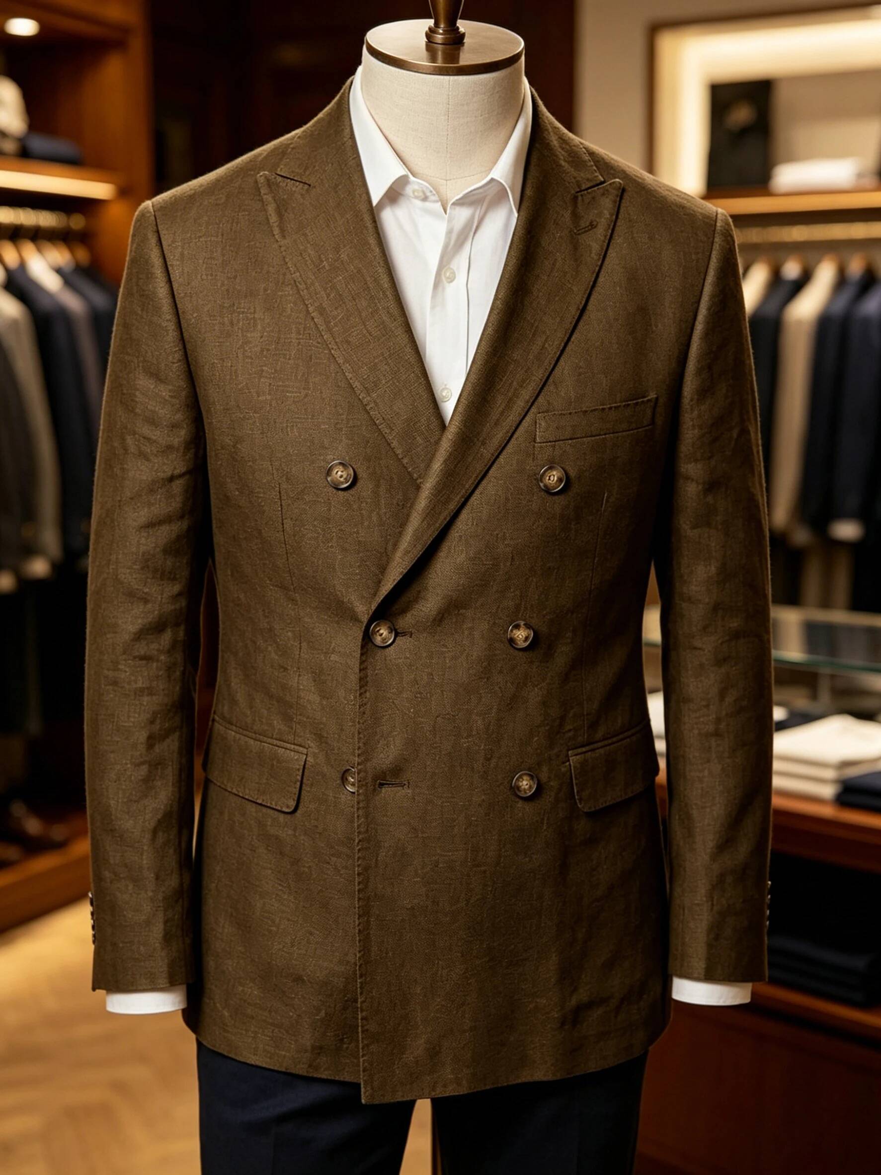 Men Formal Wear Brown - Men's Sport Coat Summer Double Breasted