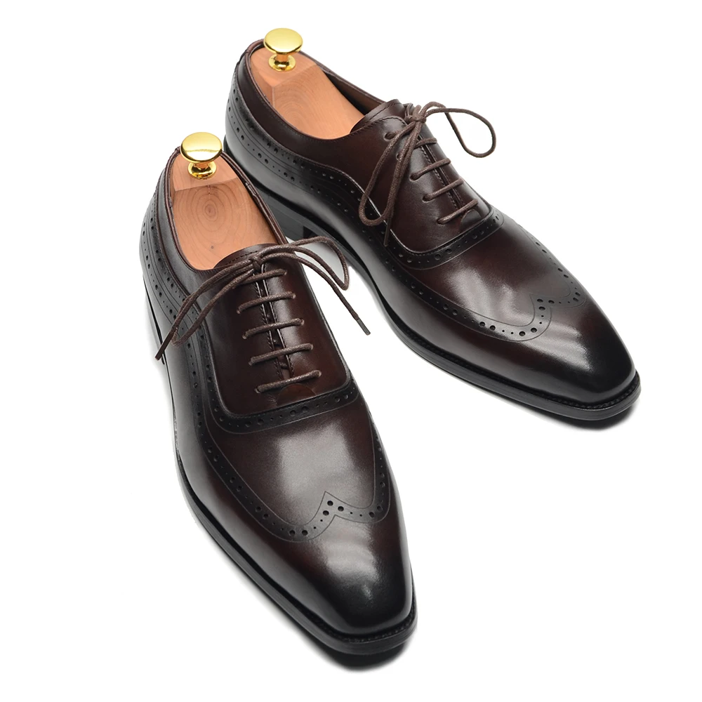 Men Formal Wear Brown - Luxury Mens Wingtip Oxford Dress Shoes