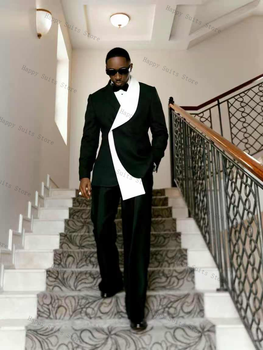 Black White Men Suit Set 2 Pcs - огляд і ціна Men Formal Wear Black And White