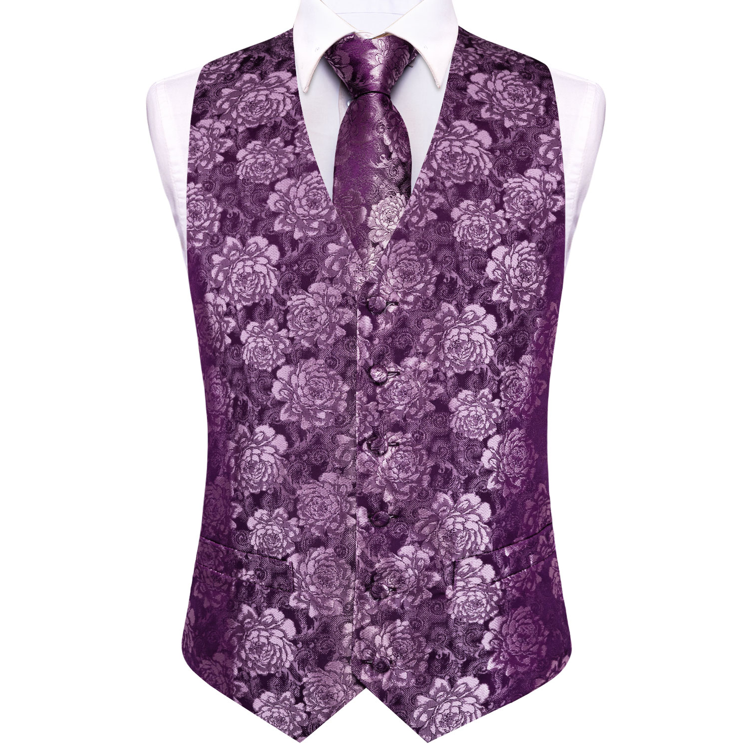 Purple Floral Rose Mens Waistc - огляд і ціна Formal Vest Waistcoat