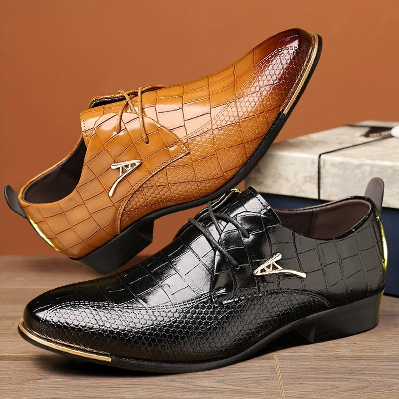 Fashion PU Leather Shoes Men B - огляд і ціна Men Formal Wear Brown