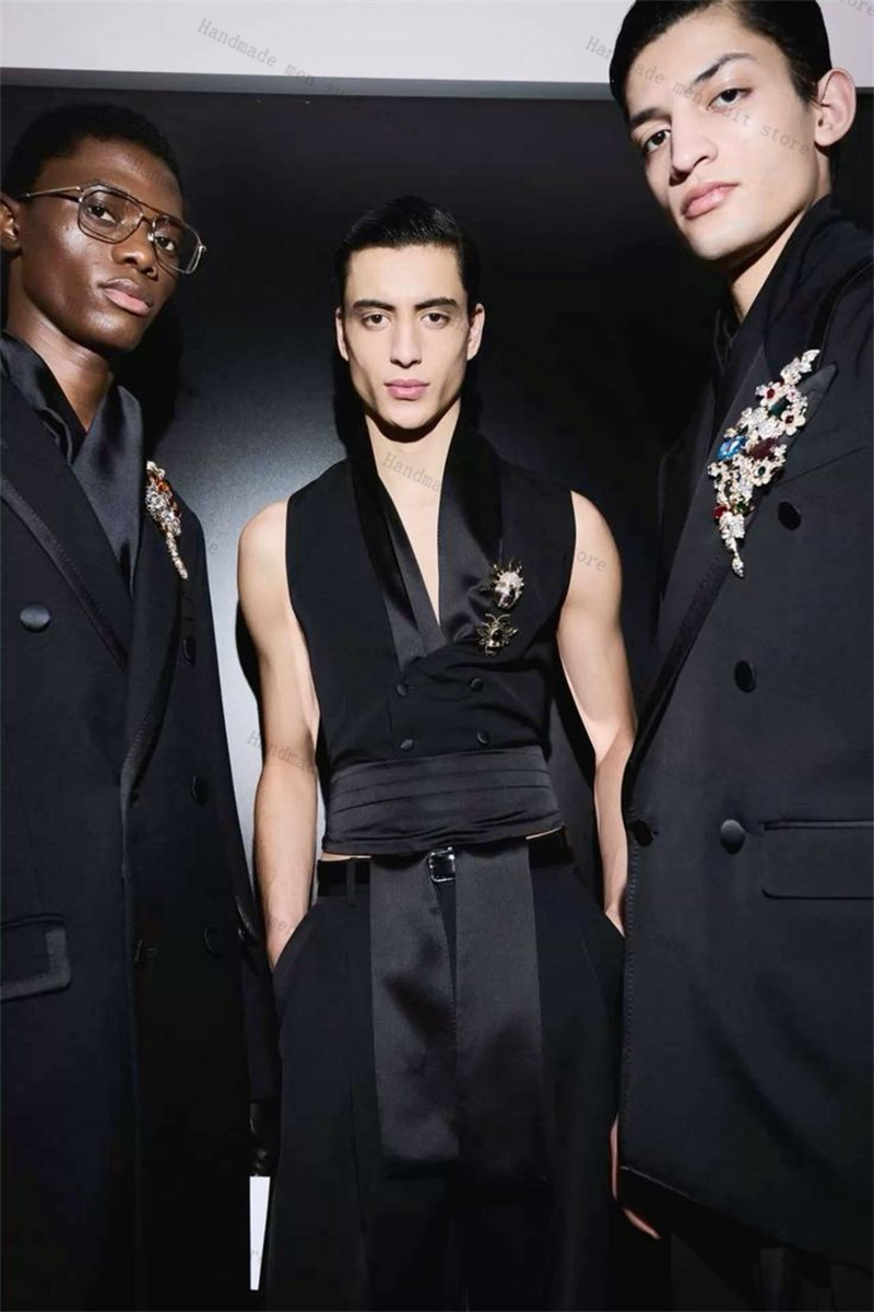Black Men Suits 2 Piece Vest+P - огляд і ціна Men'S Formal Wear Waistcoat