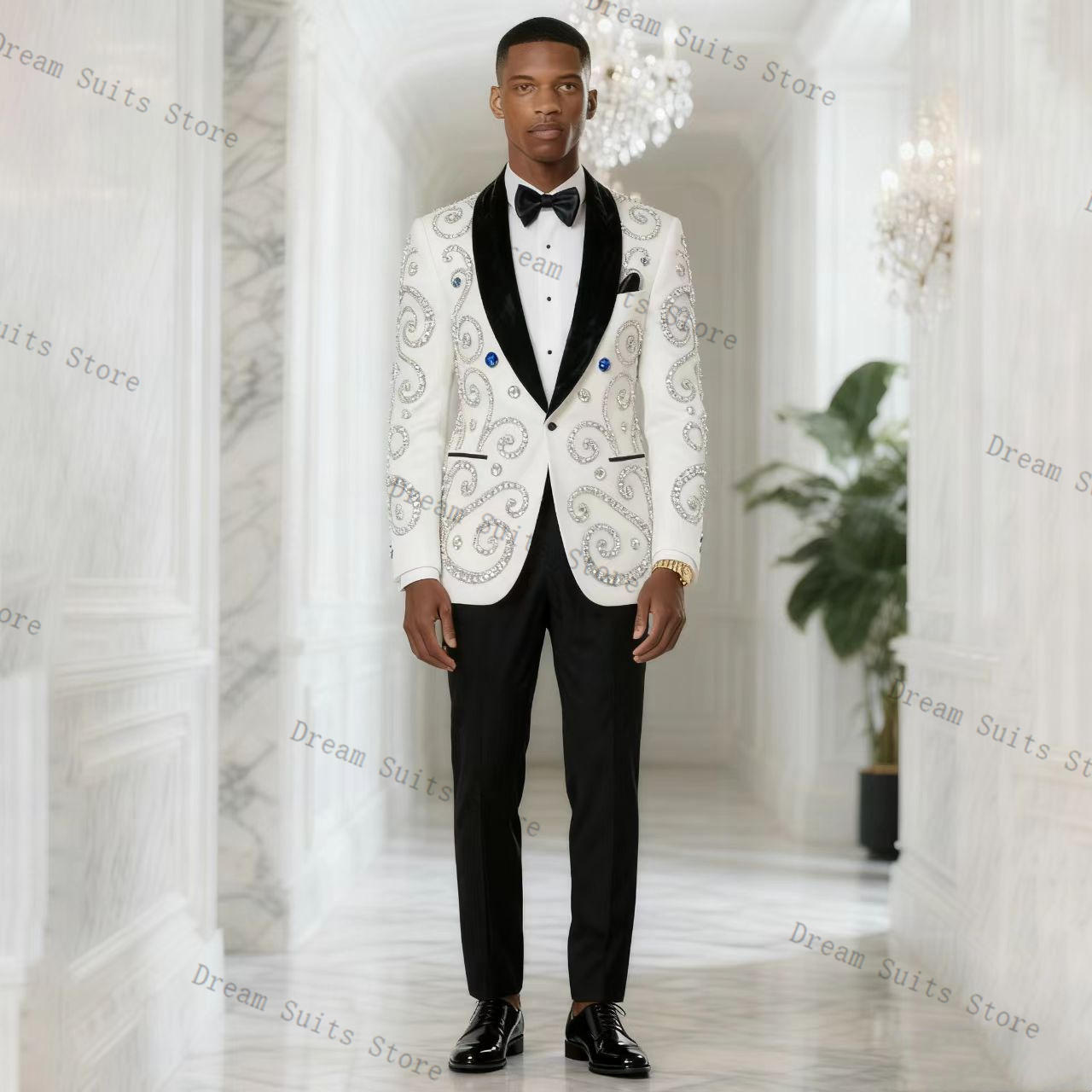 White Men Suit Set 2 Piece Bla - огляд і ціна Men Formal Wear Black And White