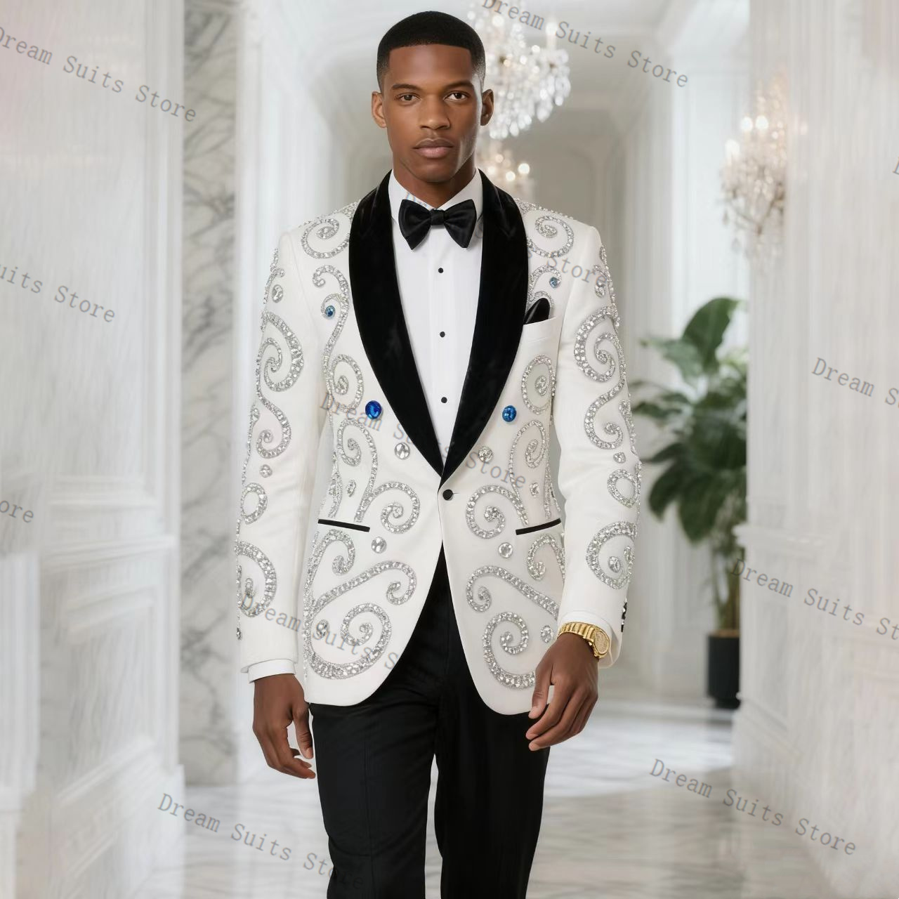 White Men Suit Set 2 Piece Bla - огляд і ціна Men Formal Wear Black And White