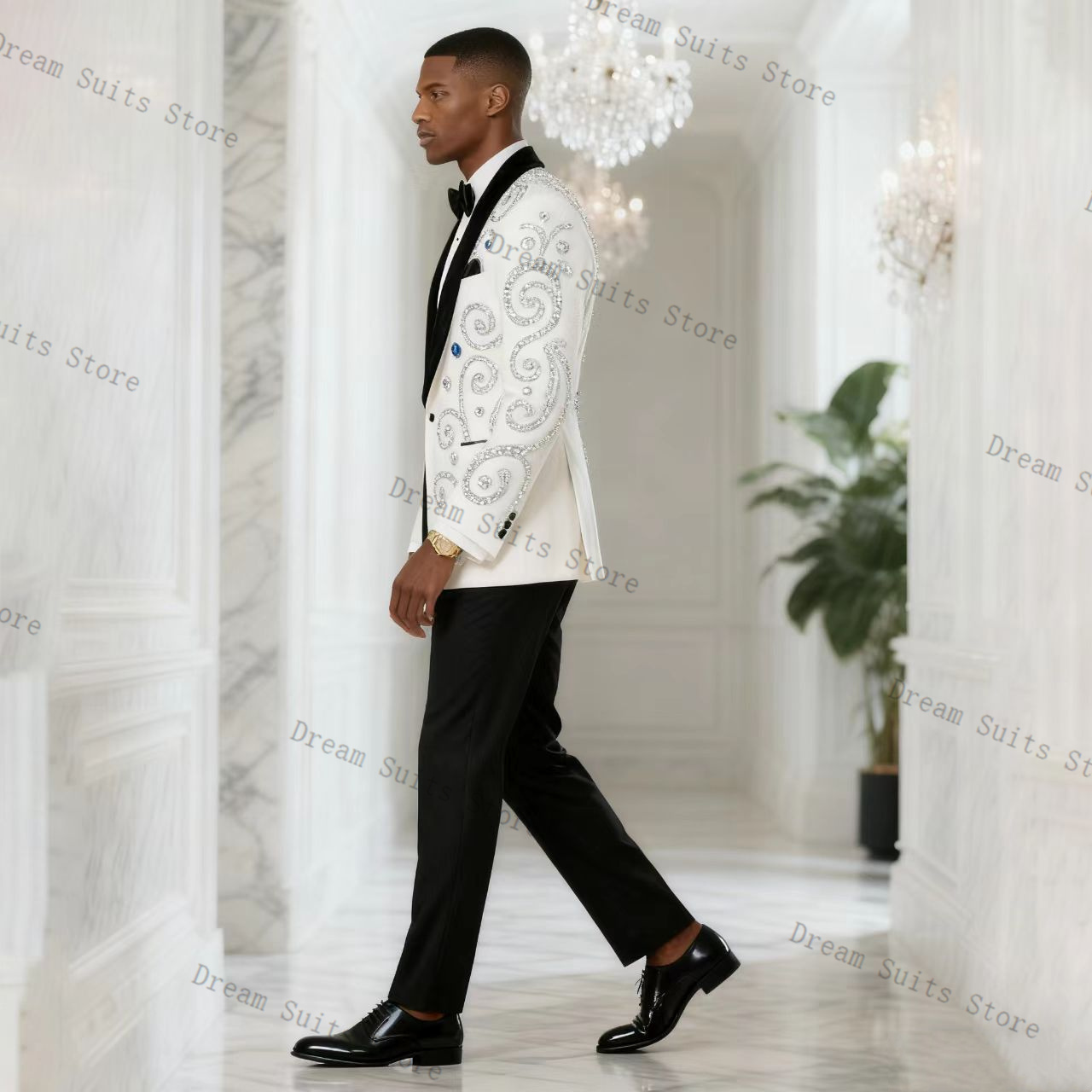 White Men Suit Set 2 Piece Bla - огляд і ціна Men Formal Wear Black And White