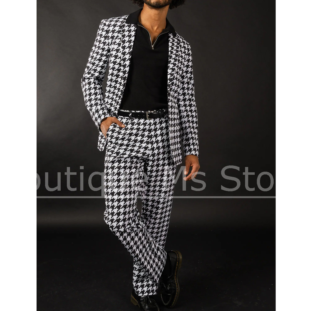 Black White Houndstooth Men's  - огляд і ціна Men Formal Wear Black And White