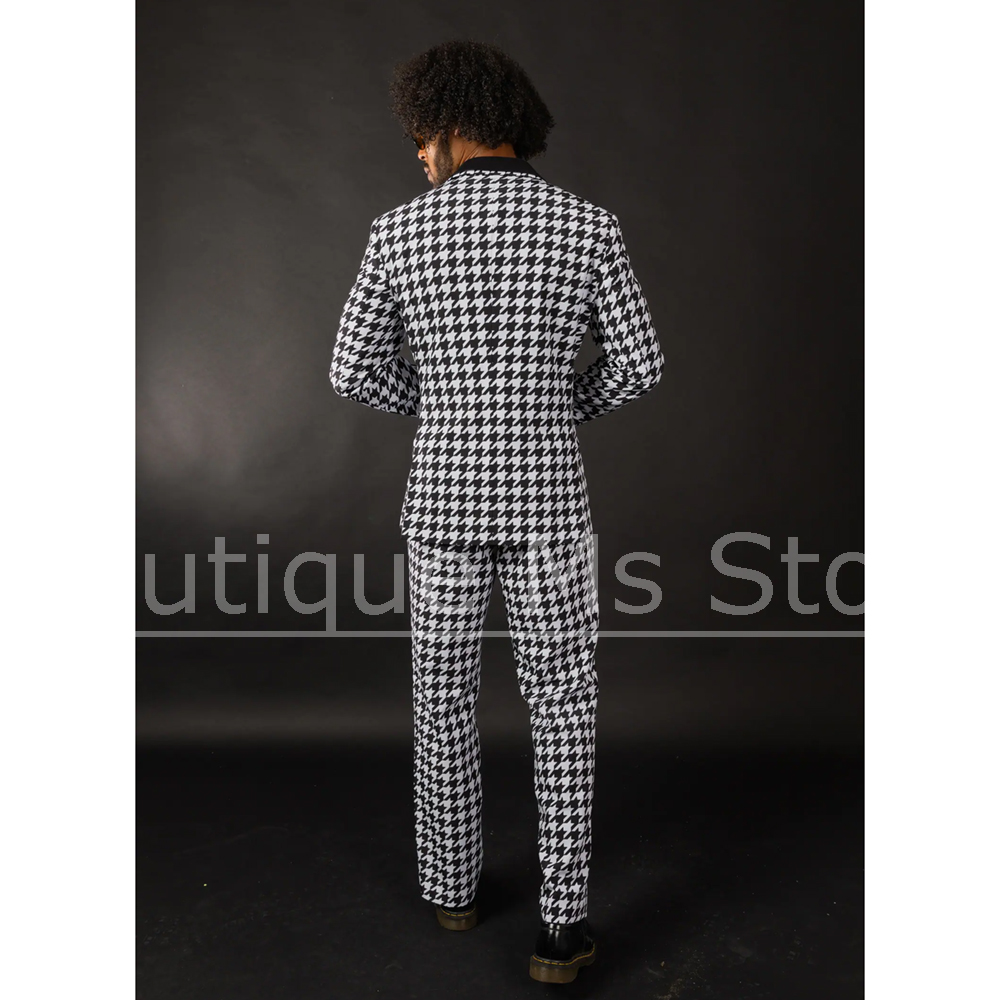 Black White Houndstooth Men's  - огляд і ціна Men Formal Wear Black And White
