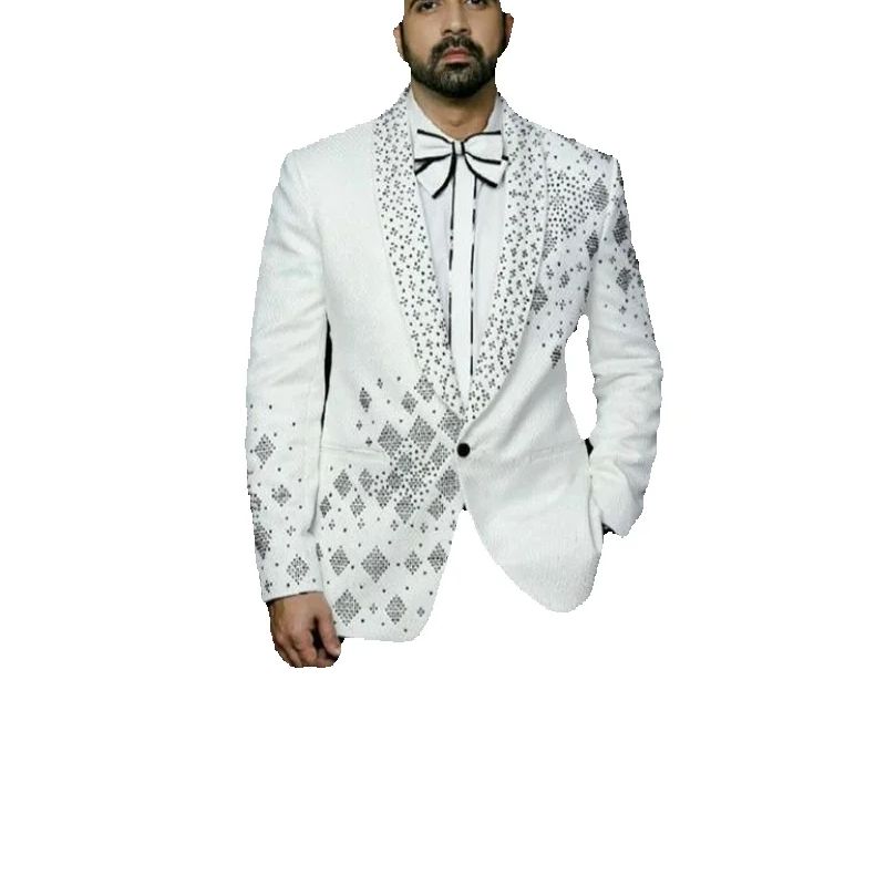Crystals Men Suit Set 2 Pcs Gr - огляд і ціна Men Formal Wear Black And White