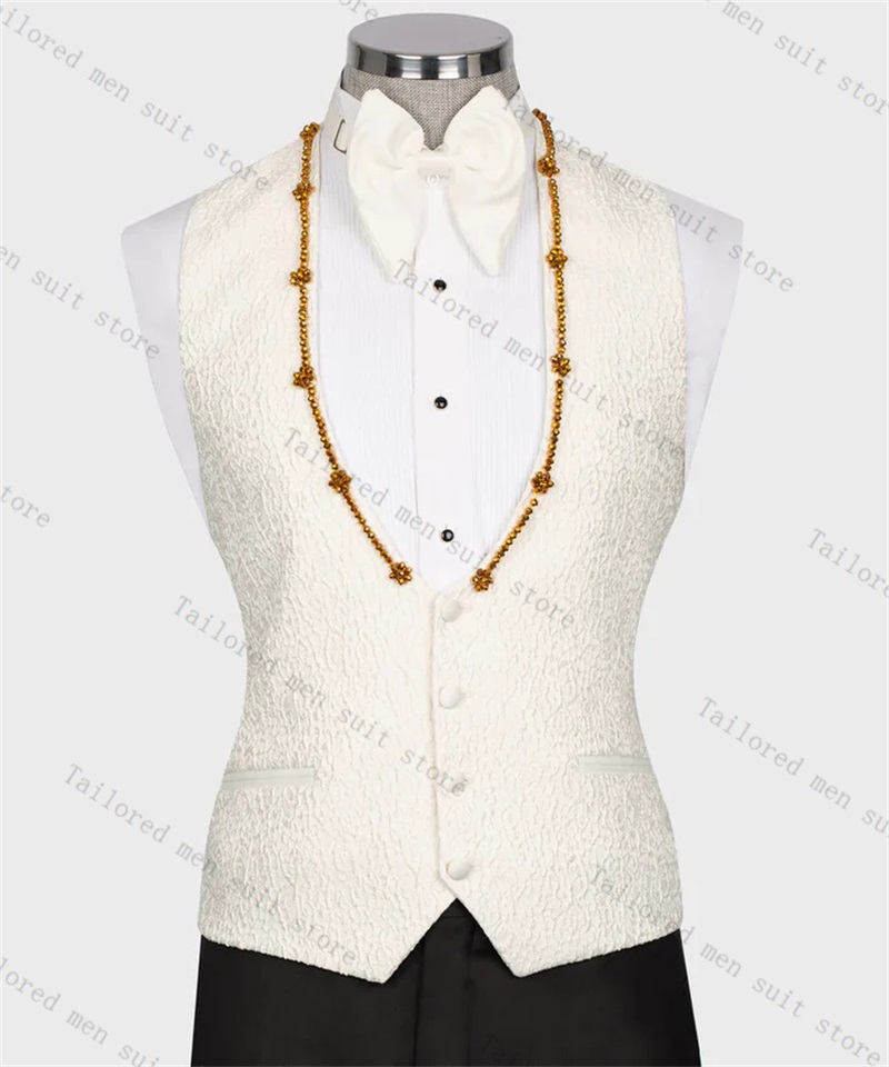 Groom Men Suits Pants Set 2 Pc - огляд і ціна Men Formal Wear Black And White
