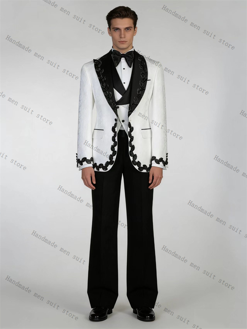 White Black Men Suit Set 2 Pie - огляд і ціна Men Formal Wear Black And White