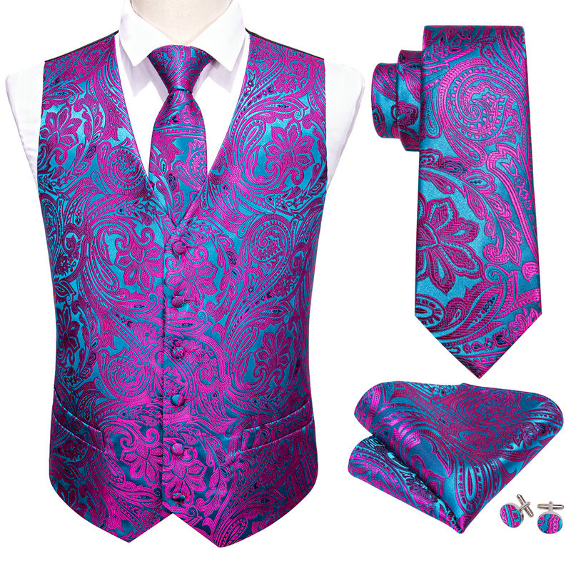 Mens Vest Dress Purple Paisley - огляд і ціна Formal Vest Waistcoat