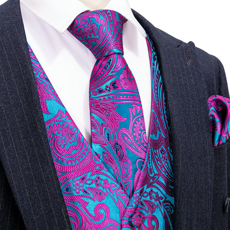 Mens Vest Dress Purple Paisley - огляд і ціна Formal Vest Waistcoat