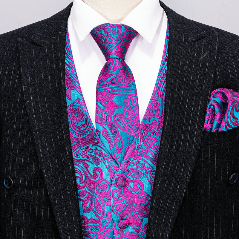 Mens Vest Dress Purple Paisley - огляд і ціна Formal Vest Waistcoat