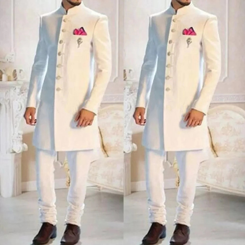 Fashion Design White Stand Col - огляд і ціна Men'S Formal Ethnic Wear