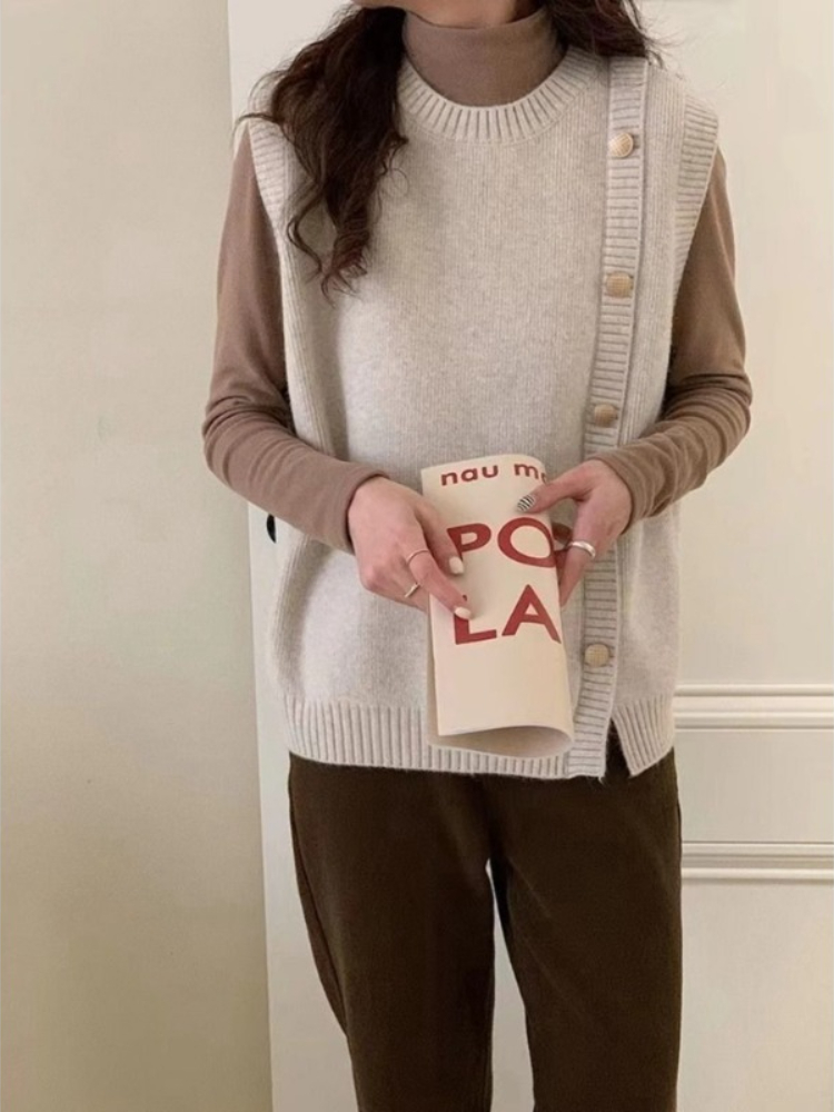 Round O Neck Knit Vests For Wo - огляд і ціна Formal Vest Waistcoat
